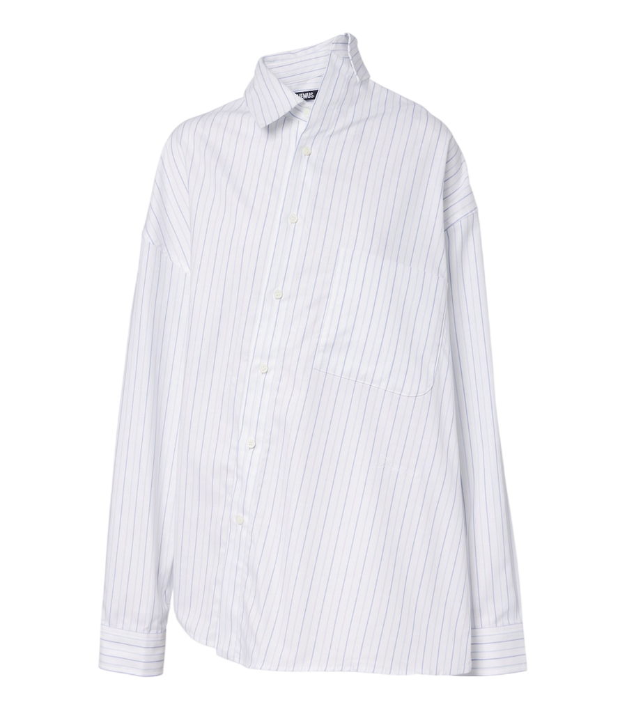 Jacquemus Cuadro asymmetric striped cotton shirt