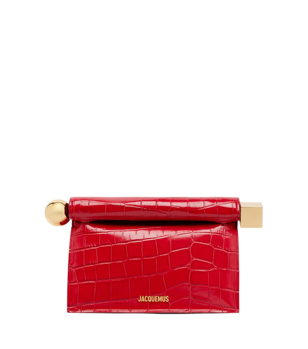 Clutch pequeño Jacquemus Rond Carré de piel con efecto cocodrilo