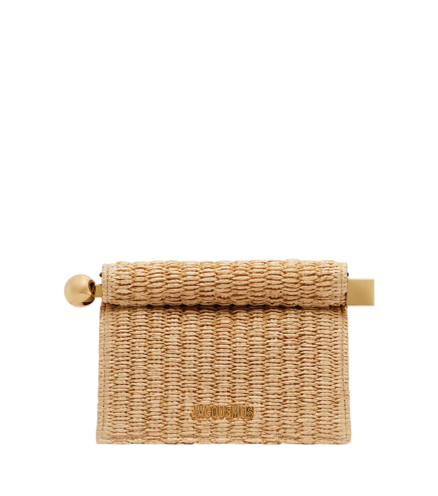 Bolso de mano pequeño Rond Carré de Jacquemus con efecto rafia