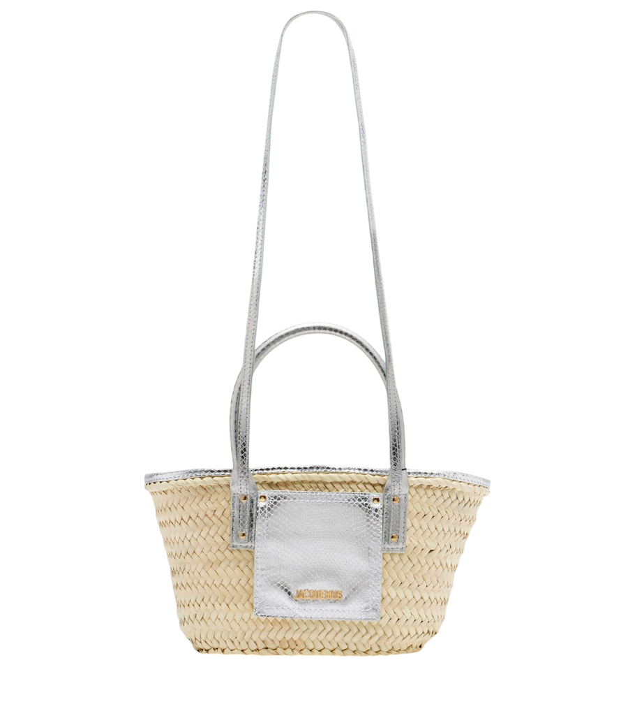 Sac panier Jacquemus Soli petit format en raphia effet crocodile