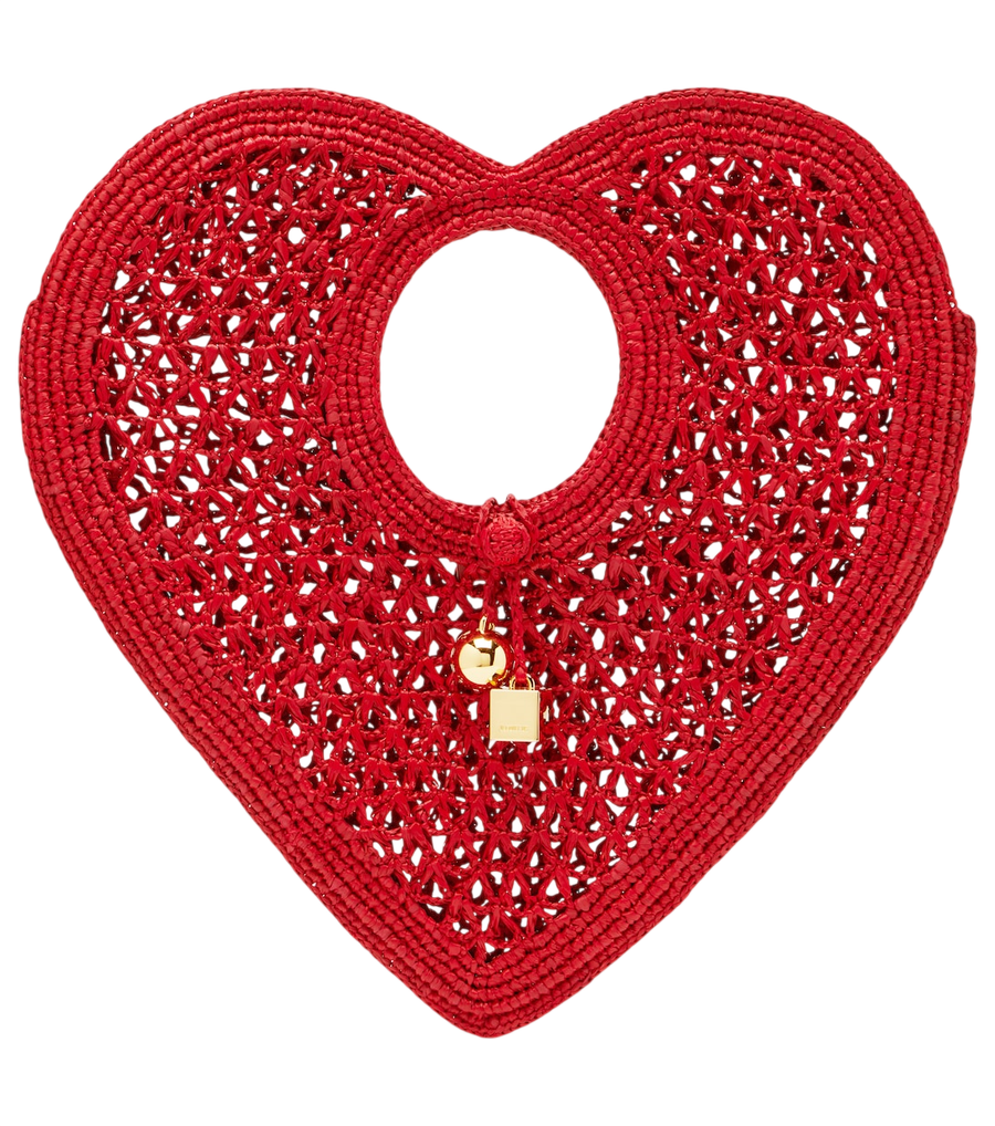 Jacquemus Spiaggia Cœur Small raffia top-handle bag