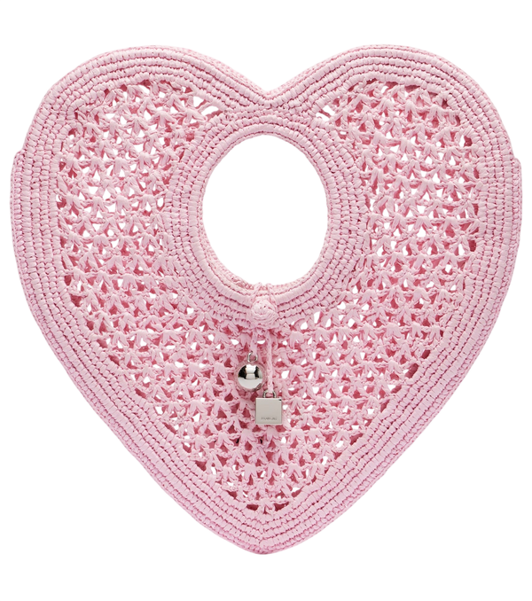 Jacquemus Spiaggia Coeur Small raffia top-handle bag