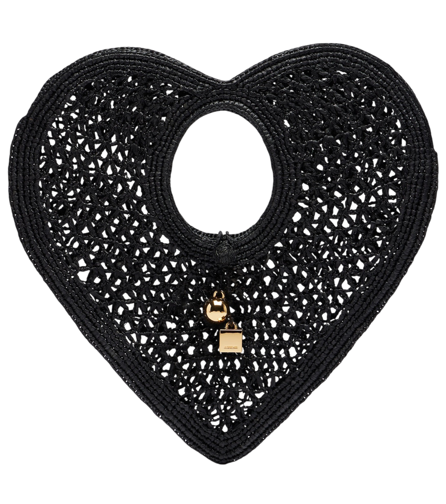 Jacquemus Spiaggia Coeur Small raffia top-handle bag