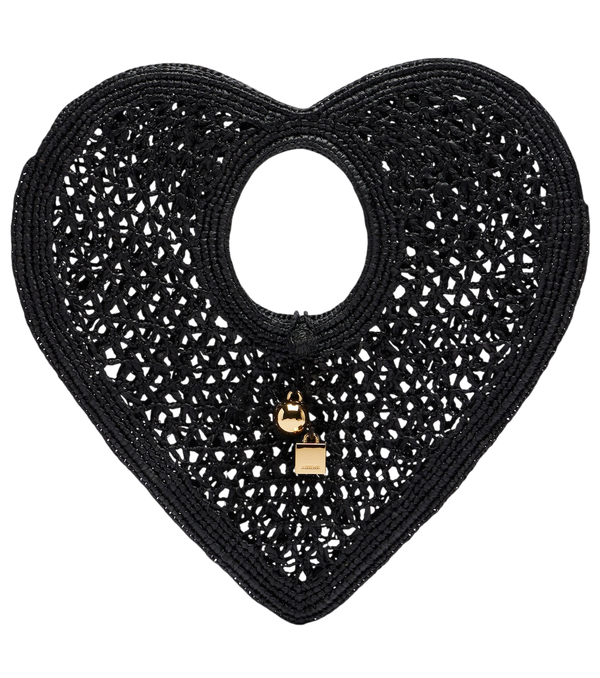Jacquemus Spiaggia Coeur Small raffia top-handle bag