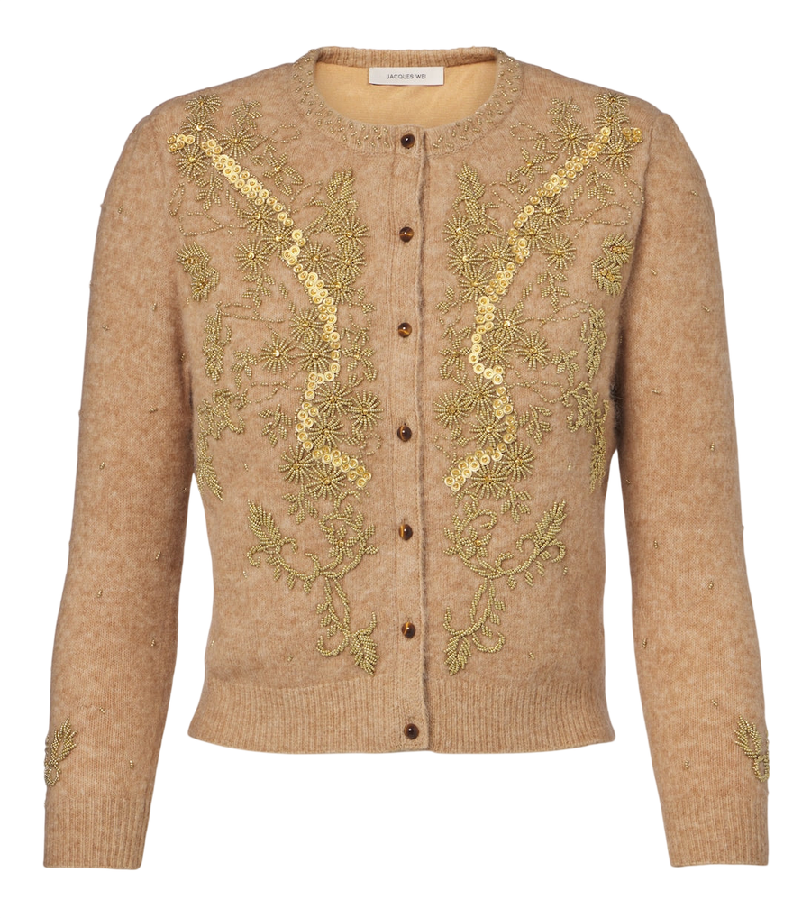 Jacques Wei Beaded wool and alpaca-blend cardigan