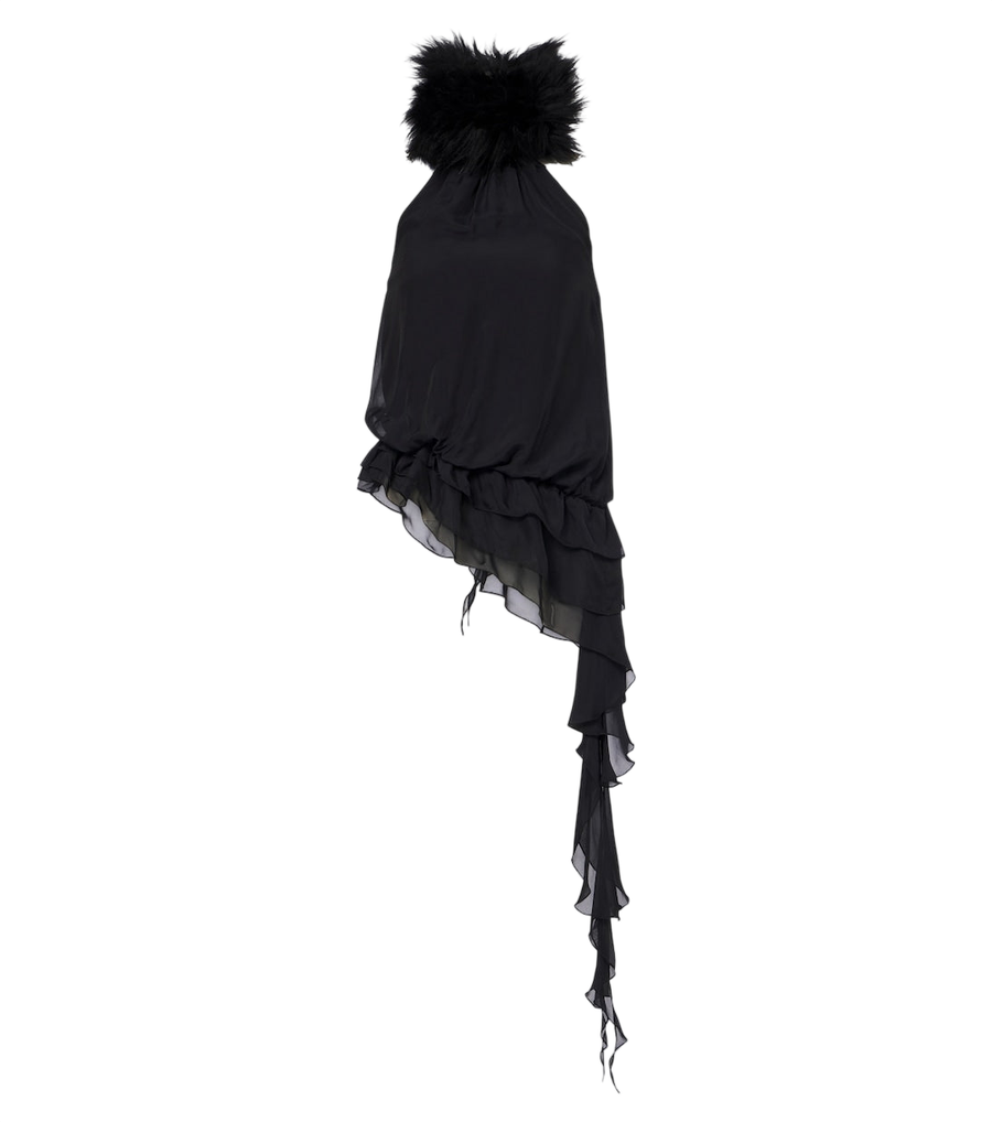 Top de cuello halter en gasa de Jacques Wei