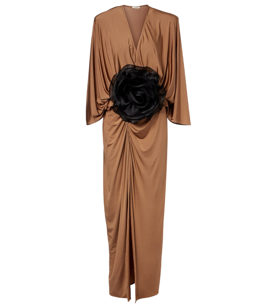 Jacques Wei Floral-appliqué jersey maxi dress