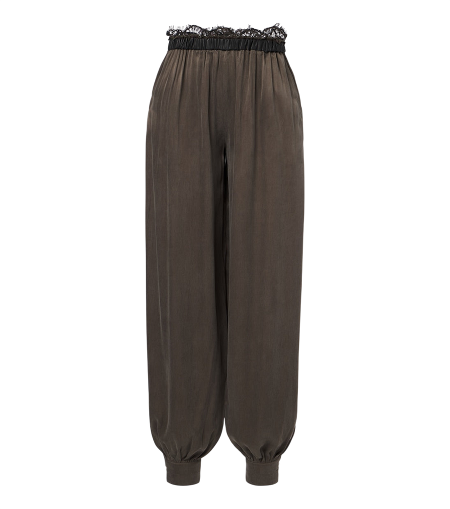 Jacques Wei Leather-trimmed balloon pants