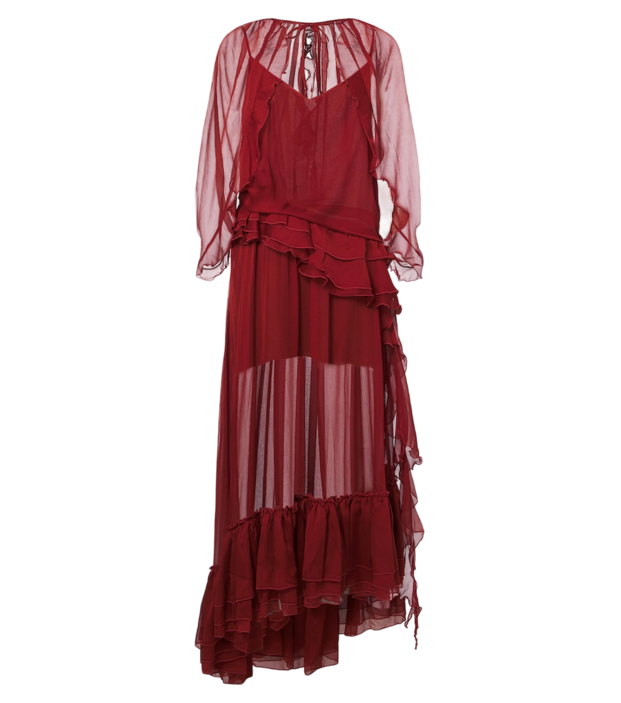 Robe longue en mousseline à volants Jacques Wei