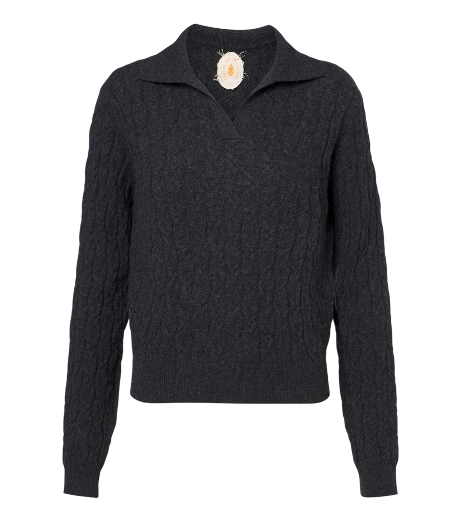 Jardin des Orangers Cable-knit cashmere polo sweater