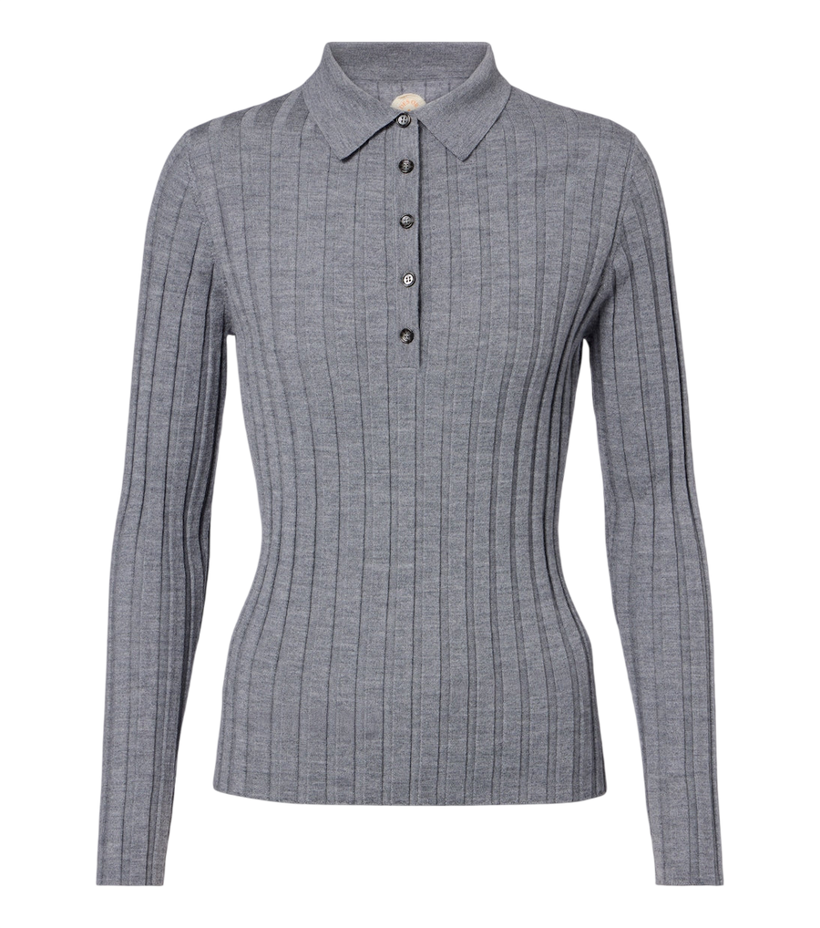 Jardin des Orangers Ribbed-knit virgin wool polo sweater