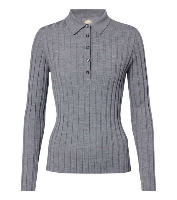 Jardin des Orangers Ribbed-knit virgin wool polo sweater