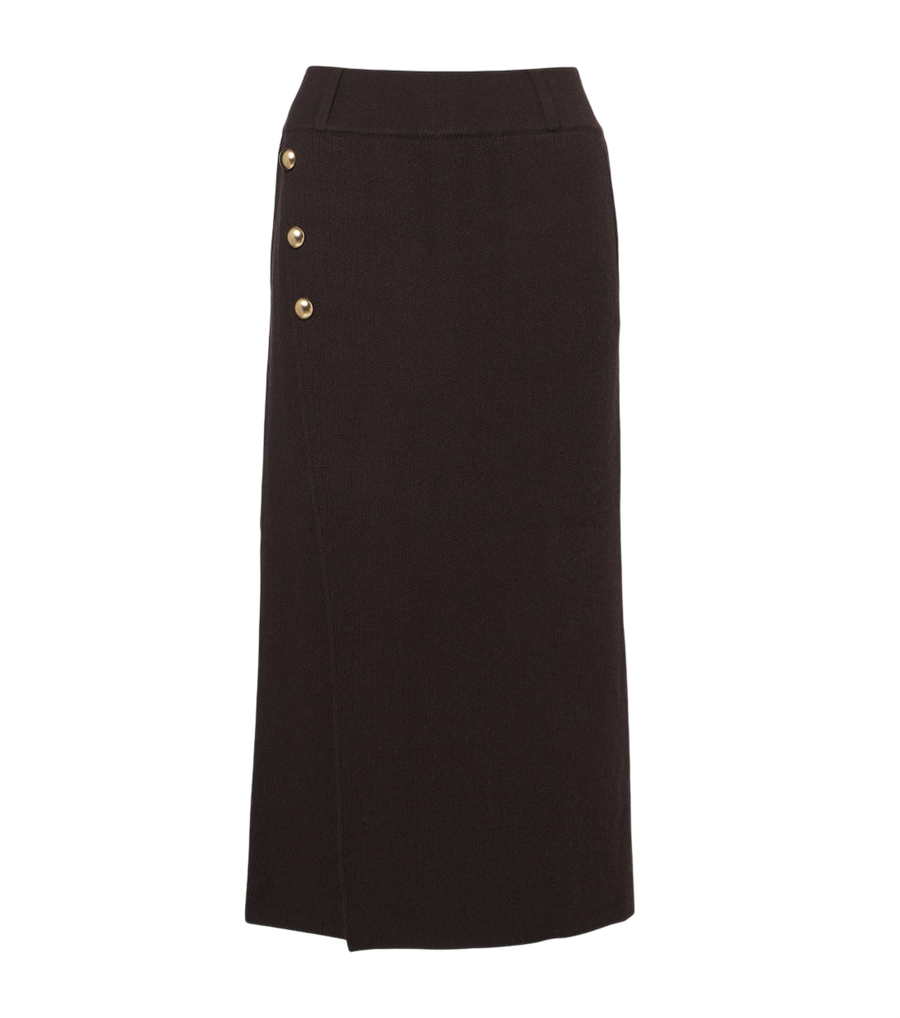 Jupe midi en laine et cachemire Jardin des Orangers