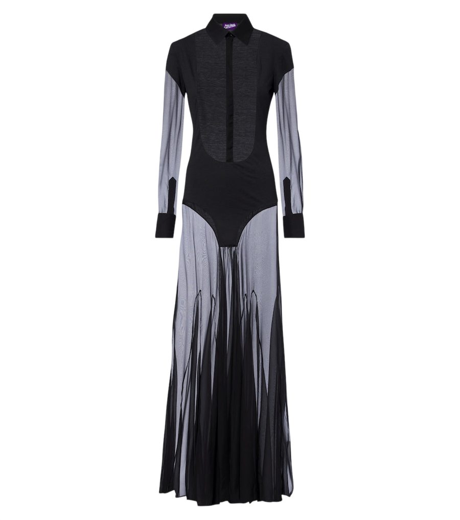 Robe chemise Jean Paul Gaultier en maille garnie de soie