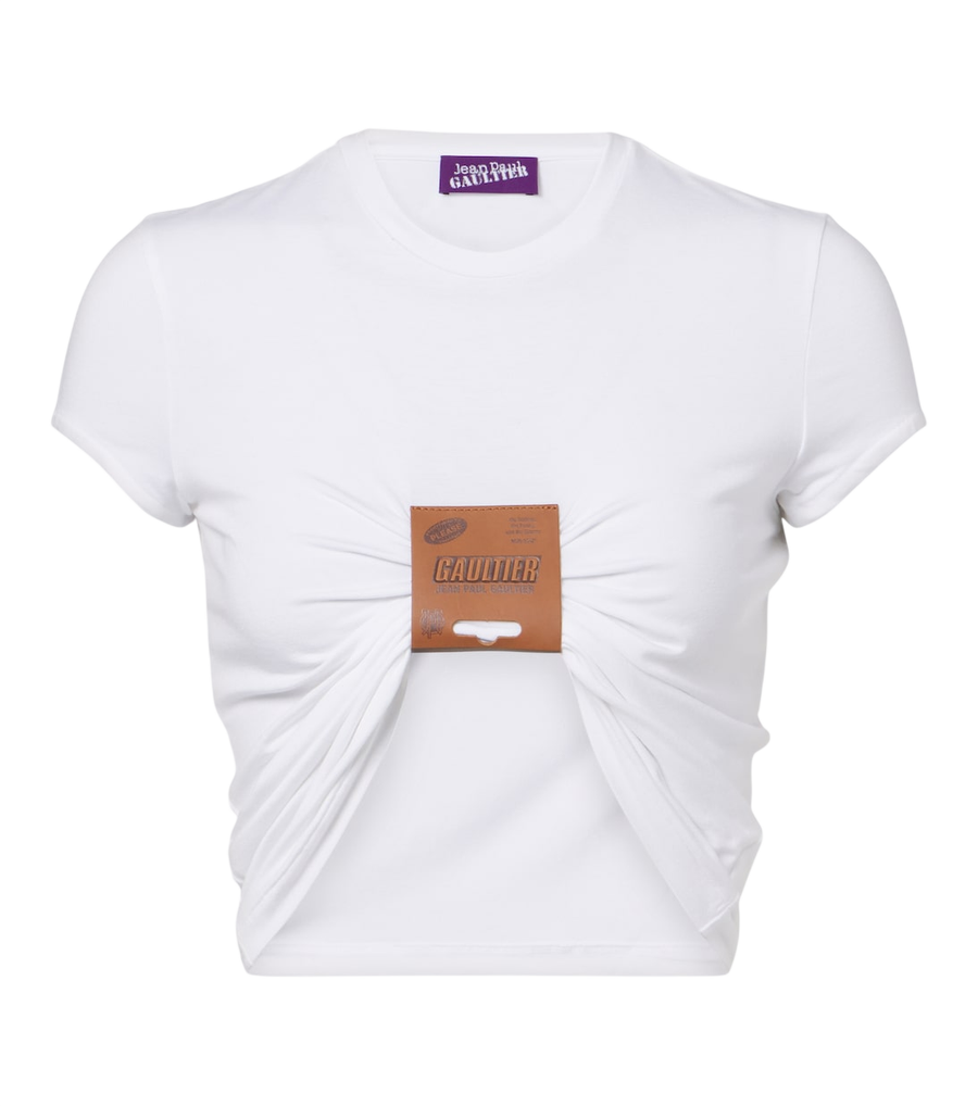 Jean Paul Gaultier T-shirt corta in jersey con finiture in pelle