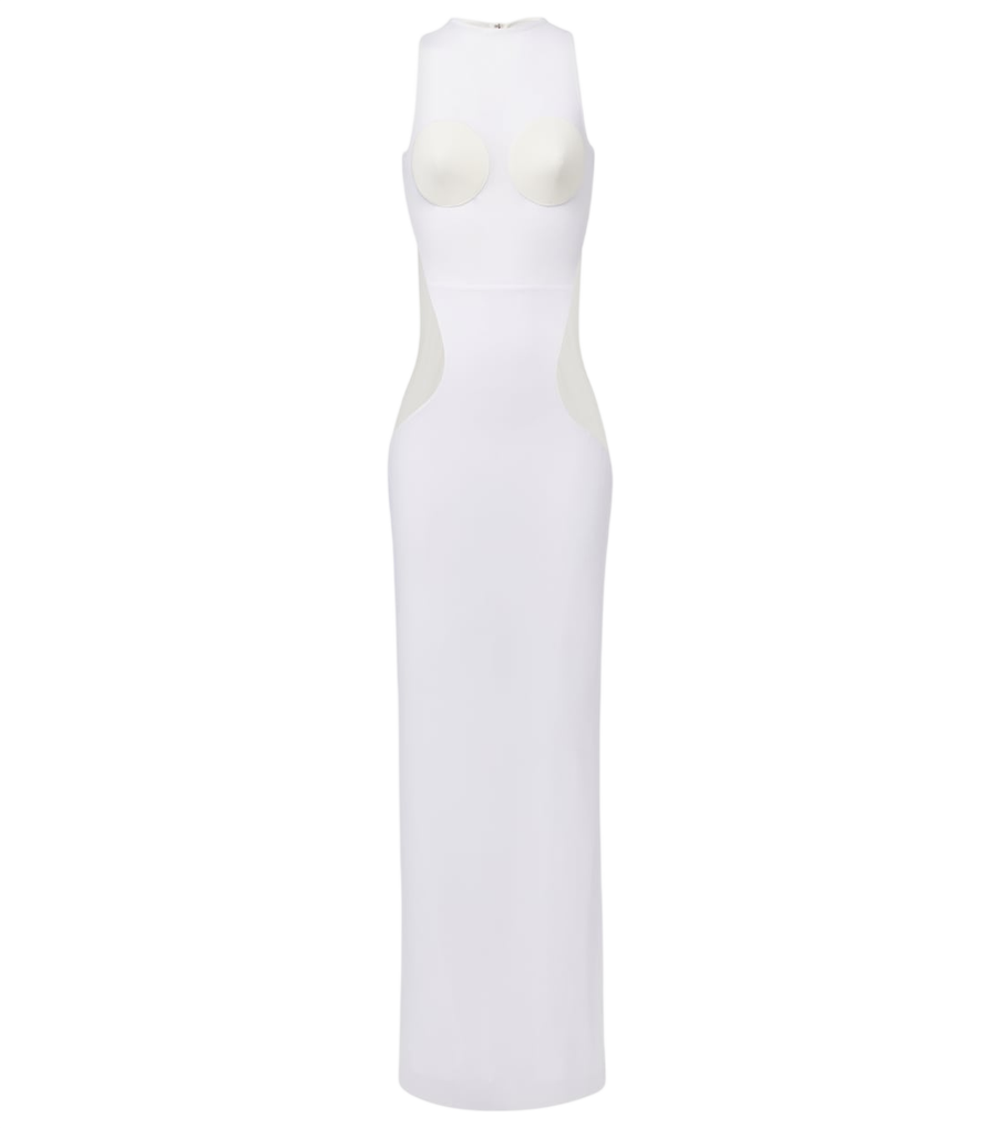 Jean Paul Gaultier Paneled semi-sheer tulle maxi dress