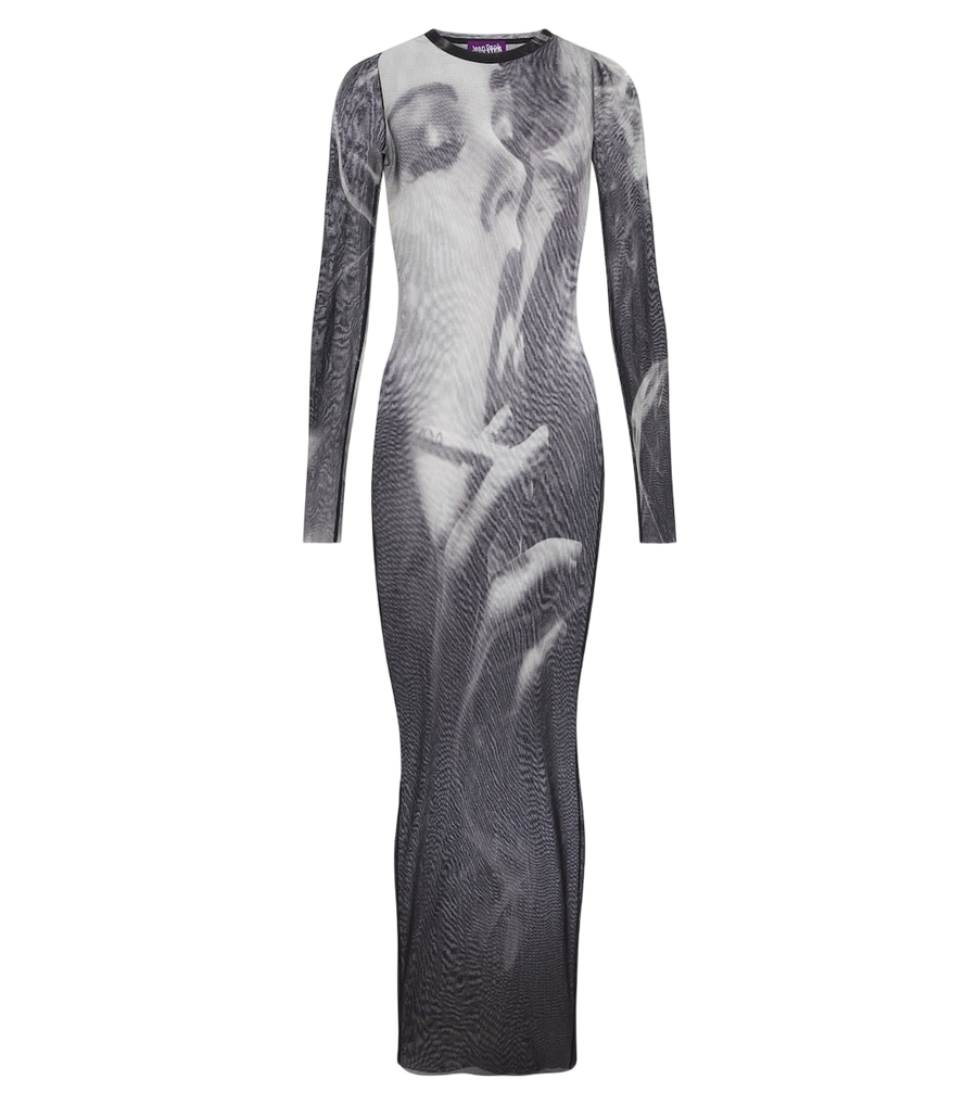 Robe longue en tulle imprimé Jean Paul Gaultier
