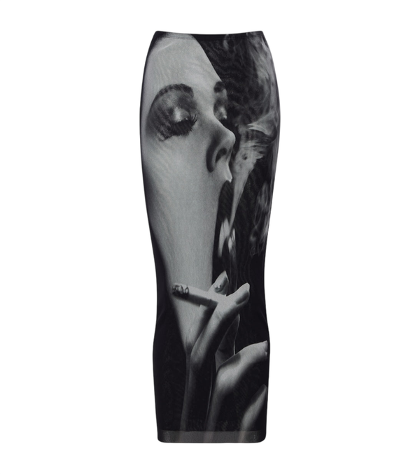 Jean Paul Gaultier Gonna midi in rete stampata