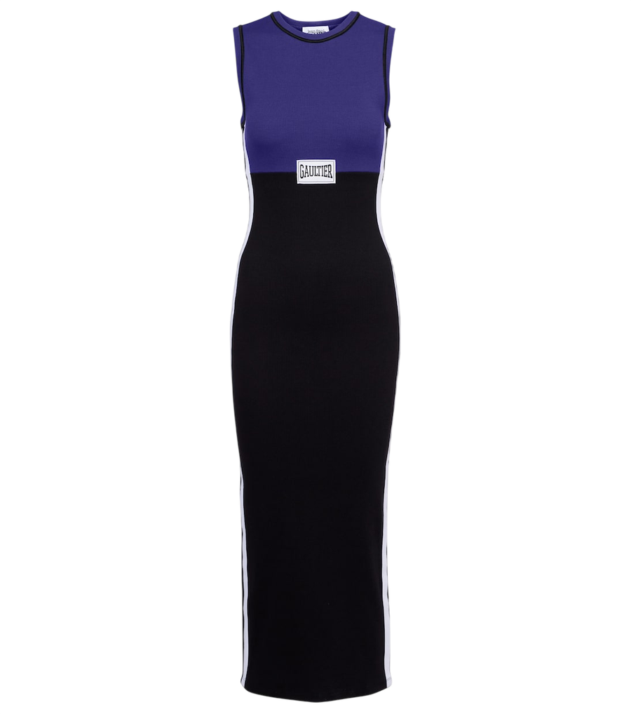 Robe midi Jean Paul Gaultier en maille côtelée de coton mélangé