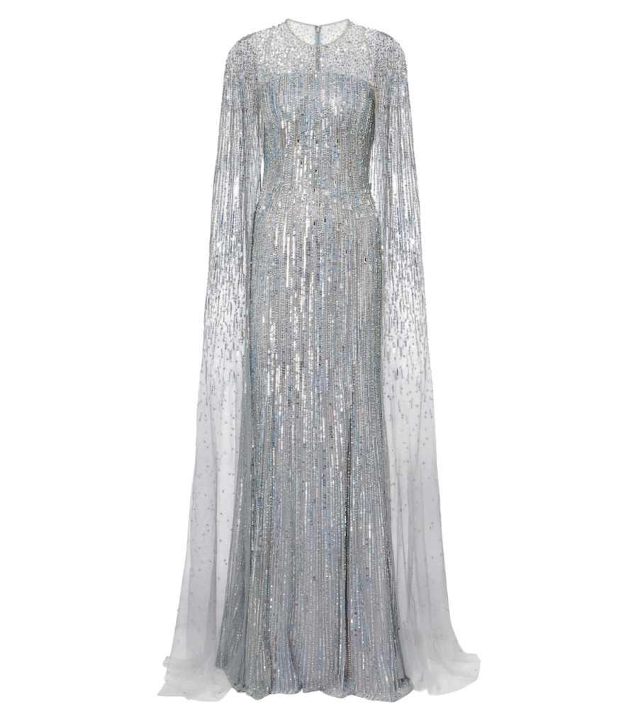 Jenny Packham Cosmic Dust embellished caped gown