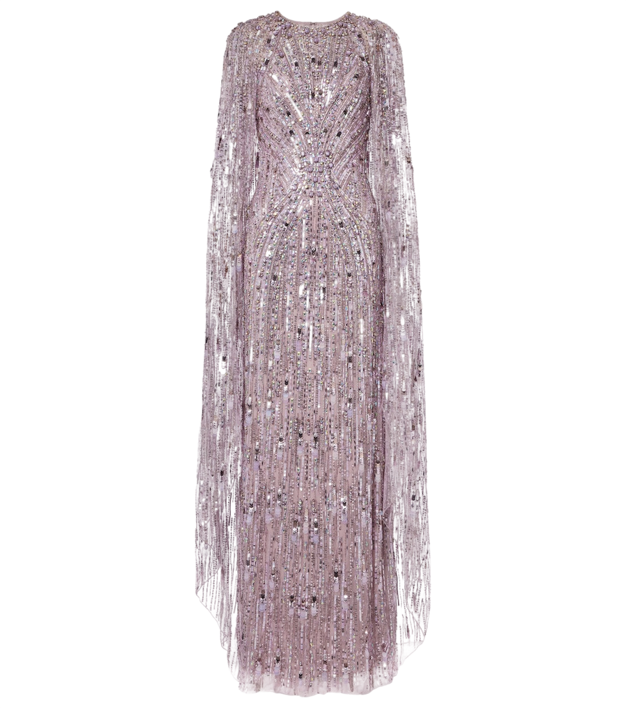 Jenny Packham Elio embellished caped gown