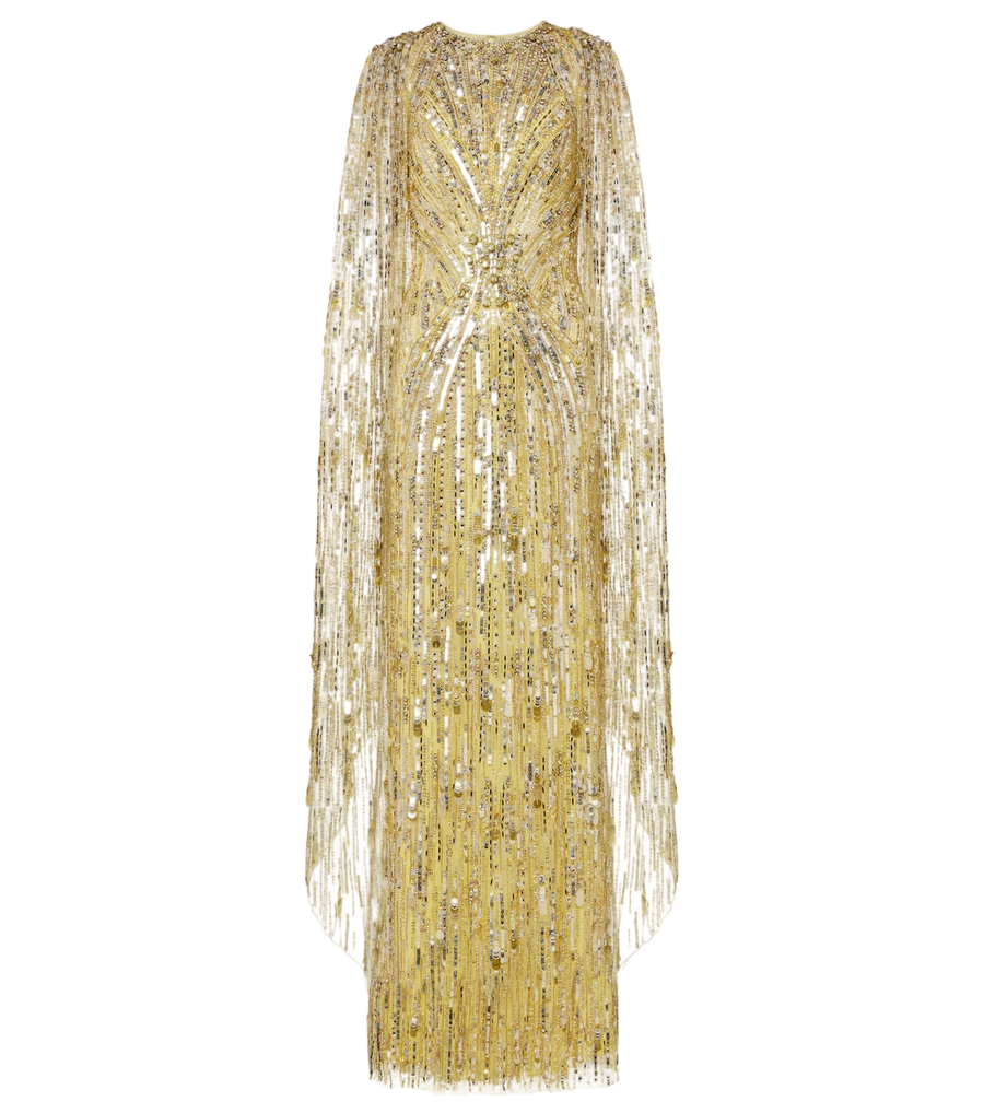Jenny Packham Elio embellished caped gown