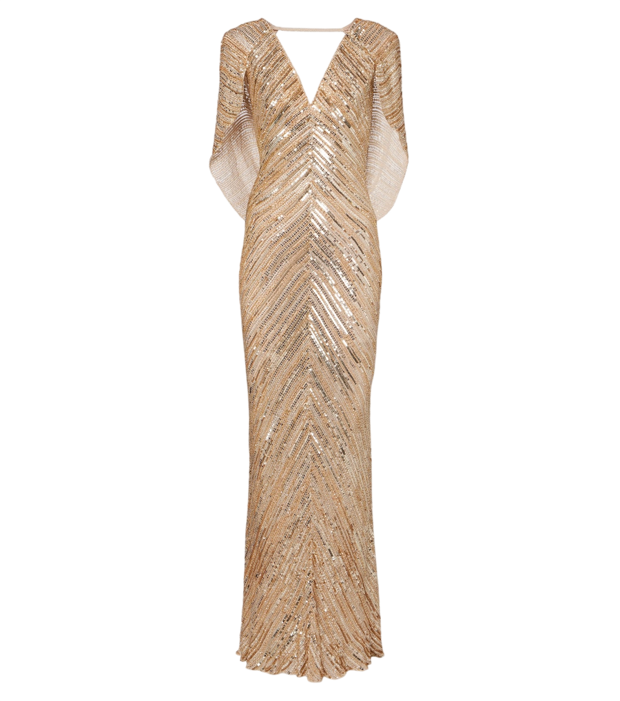 Jenny Packham Fiore sequined caped gown