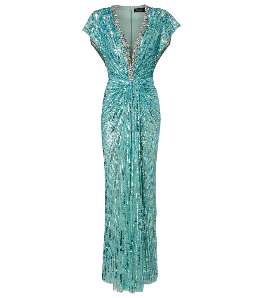 Jenny Packham Lacie gathered embellished gown