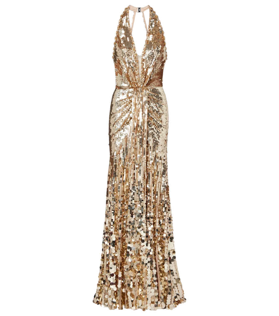 Jenny Packham Mars gathered sequined gown