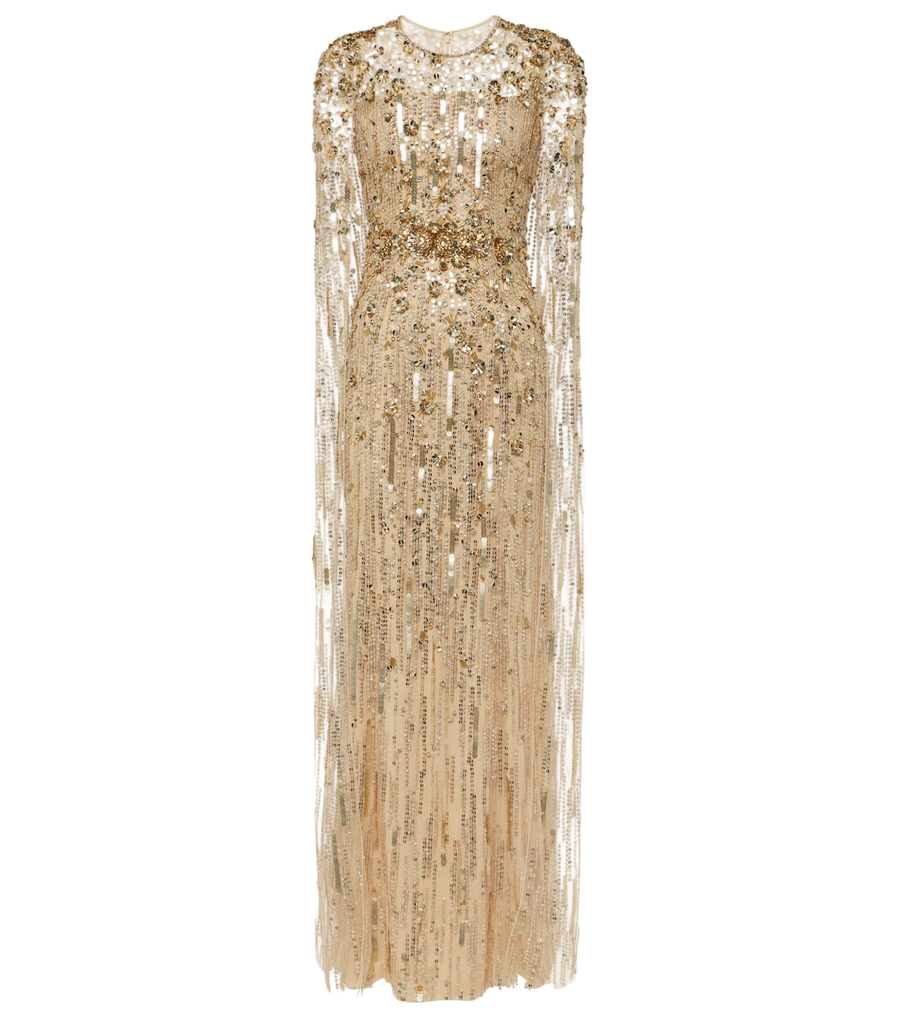 Jenny Packham Ruby caped sequined gown