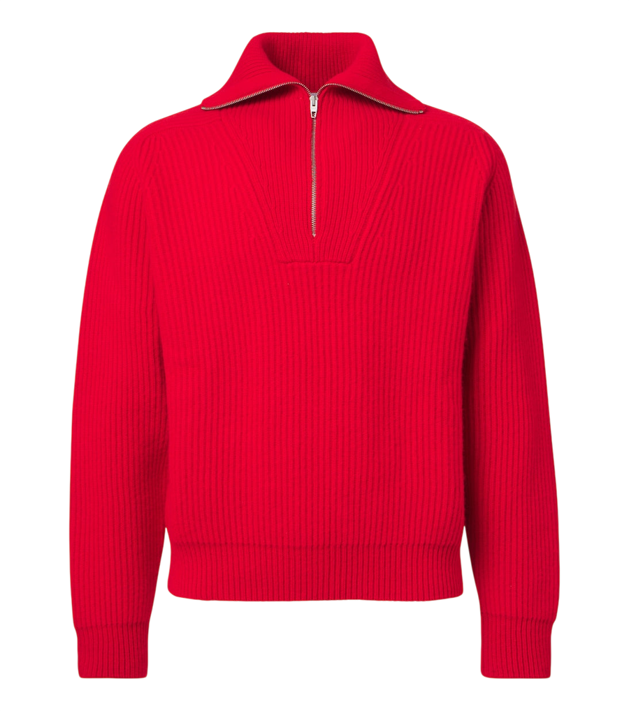 Jil Sander Ribbed-knit wool half-zip sweater