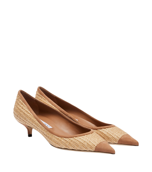 Jimmy Choo Décolleté Amelia in rafia con finiture in camoscio