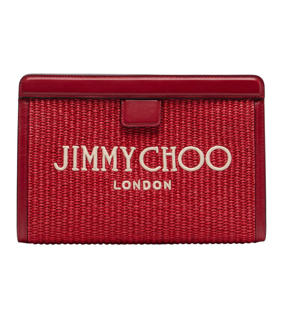 Bolso pequeño de rafia con detalles en piel Avenue de Jimmy Choo