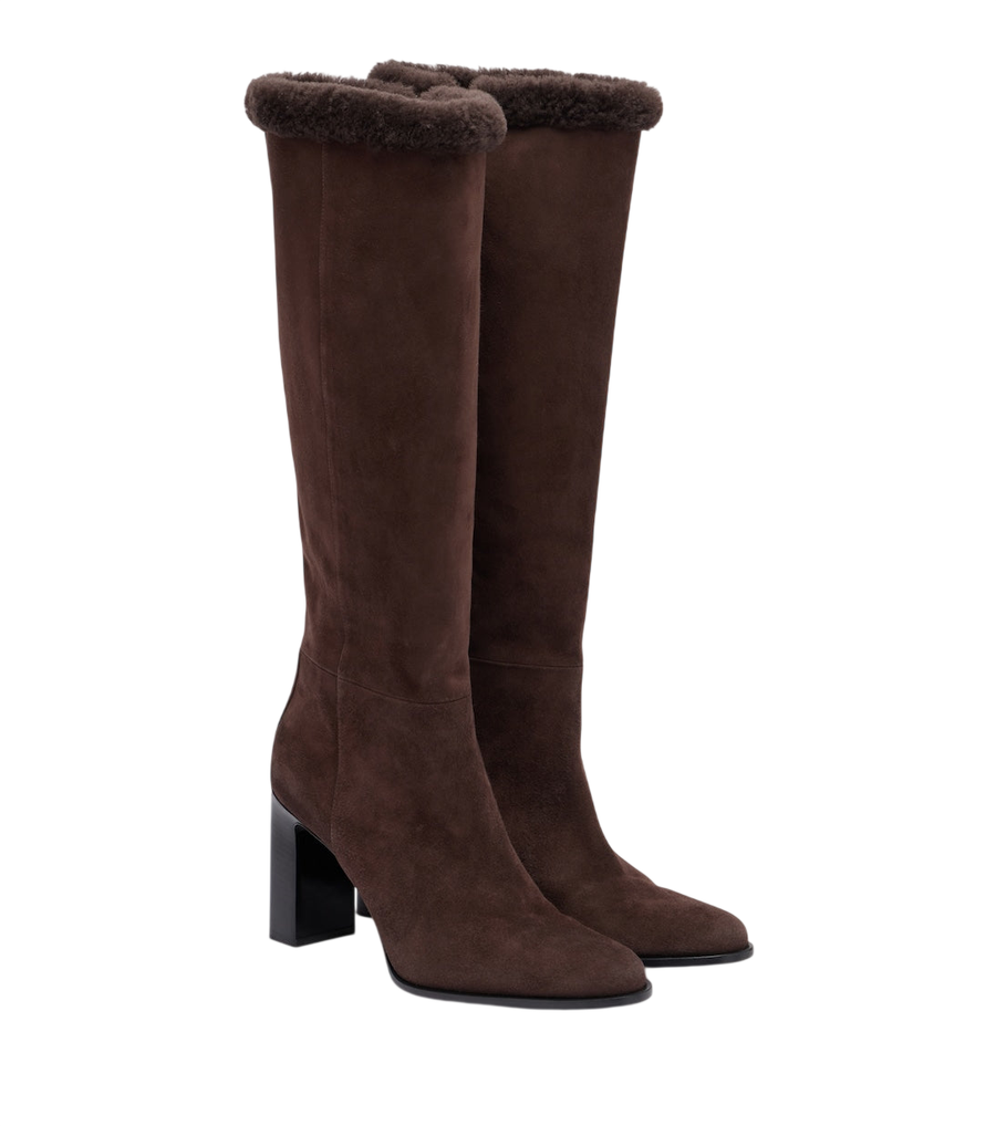 Jimmy Choo Bibi shearling-trimmed suede knee-high boots