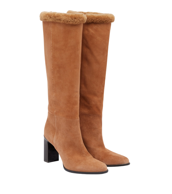 Jimmy Choo Bibi shearling-trimmed suede knee-high boots