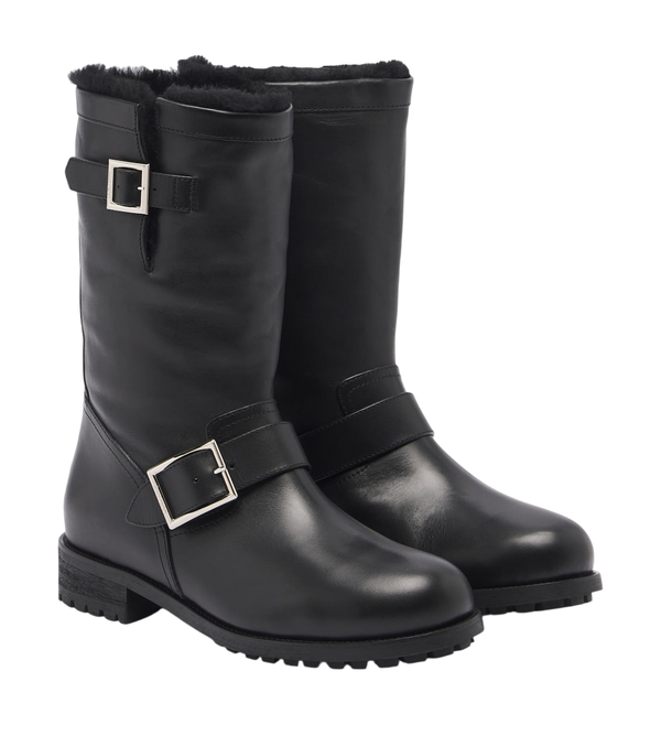 Jimmy Choo Biker shearling-lined leather mid-calf boots