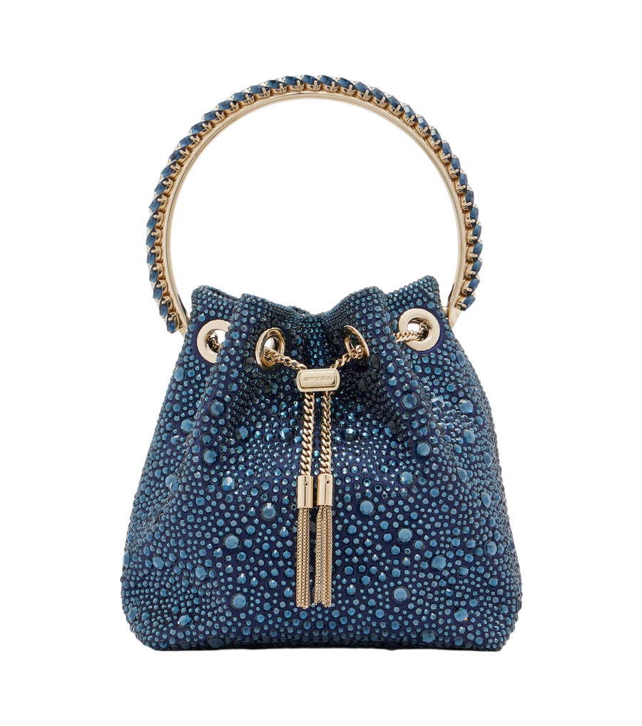 Jimmy Choo Bon Bon embellished satin bucket bag