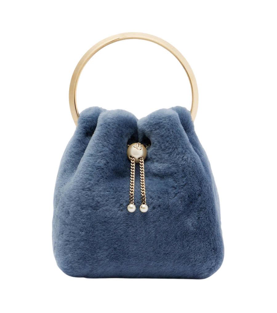 Jimmy Choo Bon Bon Small shearling bucket bag