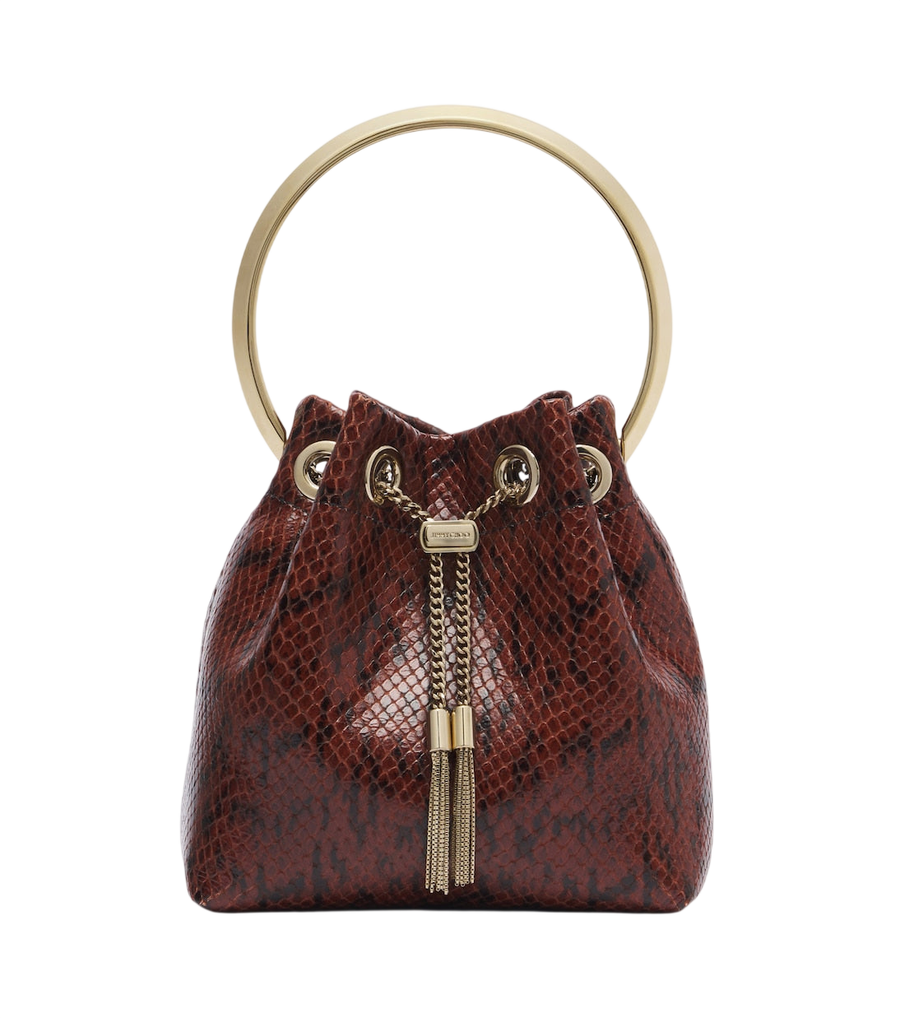 Jimmy Choo Bon Bon snake-effect leather bucket bag