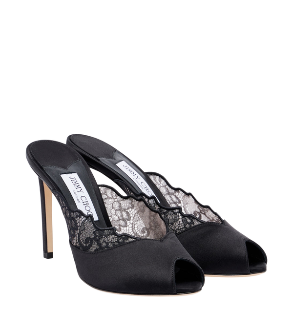Jimmy Choo Brigitte lace-trimmed satin mules