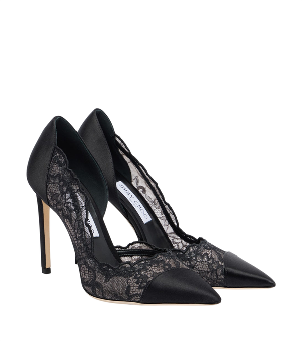 Jimmy Choo Décolleté Brigitte in raso con bordo in pizzo