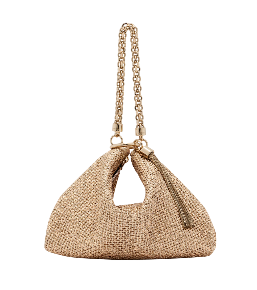 Jimmy Choo Callie Medium raffia-effect shoulder bag