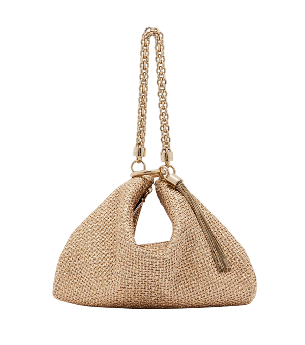 Jimmy Choo Callie Medium raffia-effect shoulder bag