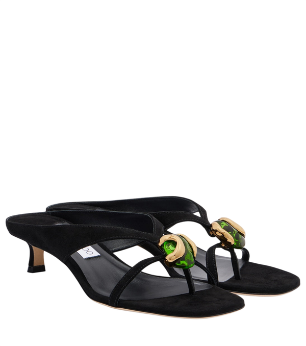 Jimmy Choo Emeri Stone suede thong sandals