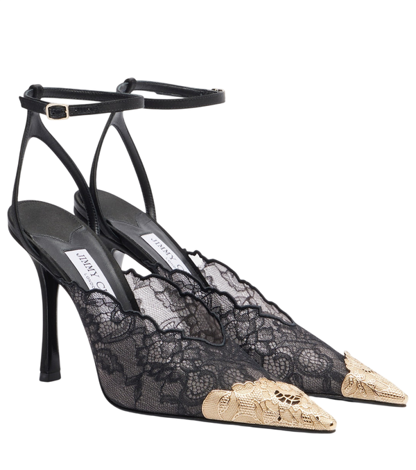 Jimmy Choo Faiz 100 décolleté con lacci e finiture in pelle