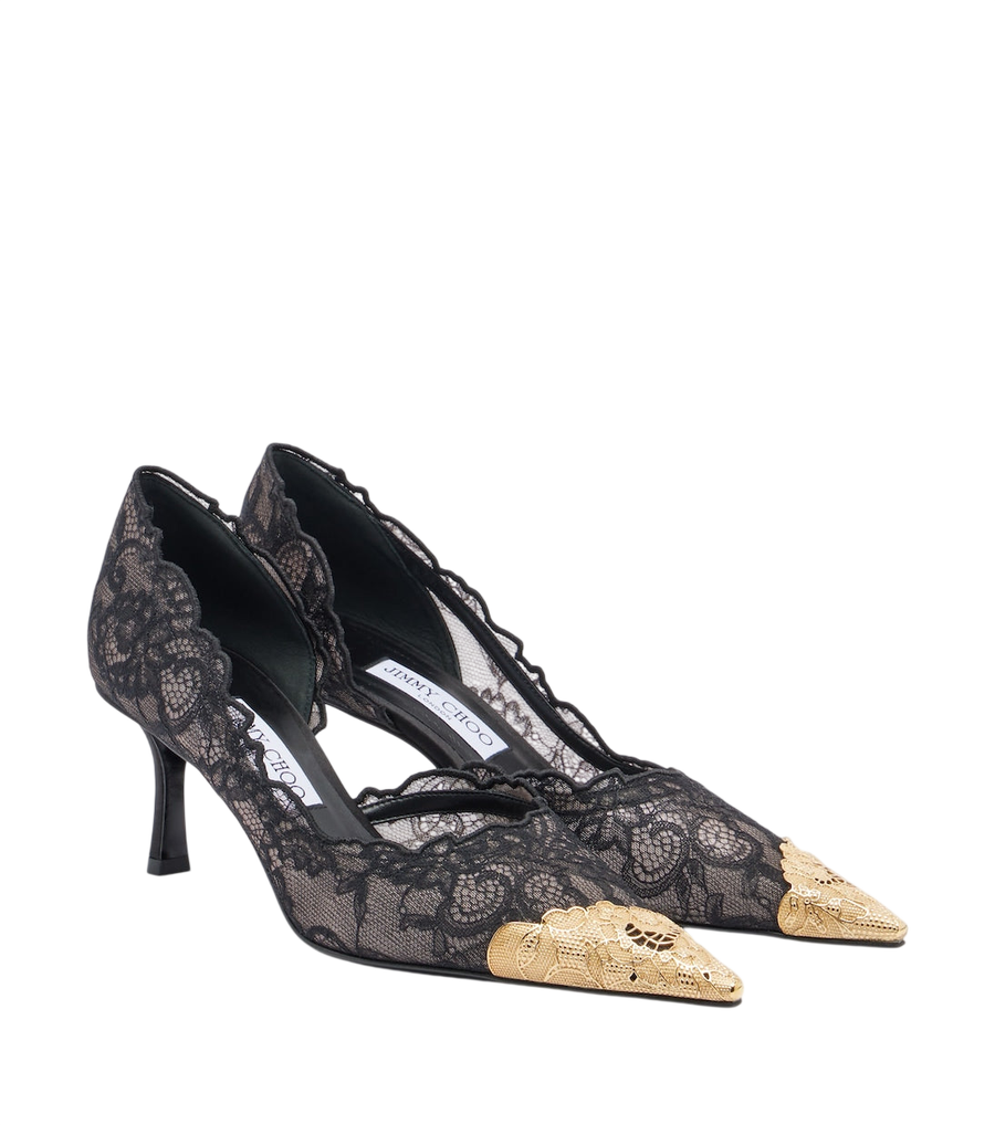 Jimmy Choo Sapatos de salto alto Faiz com detalhes em couro e atacador