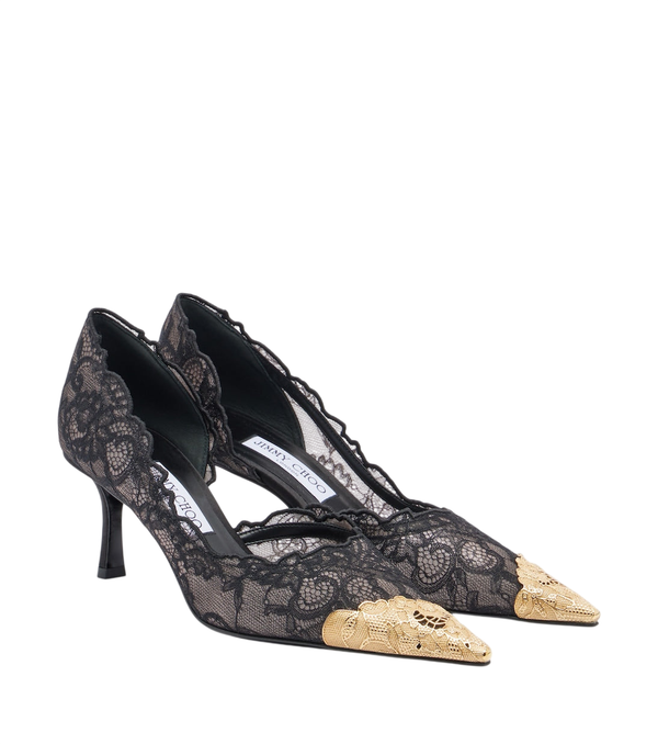 Stilettos de encaje con ribete de piel Faiz de Jimmy Choo