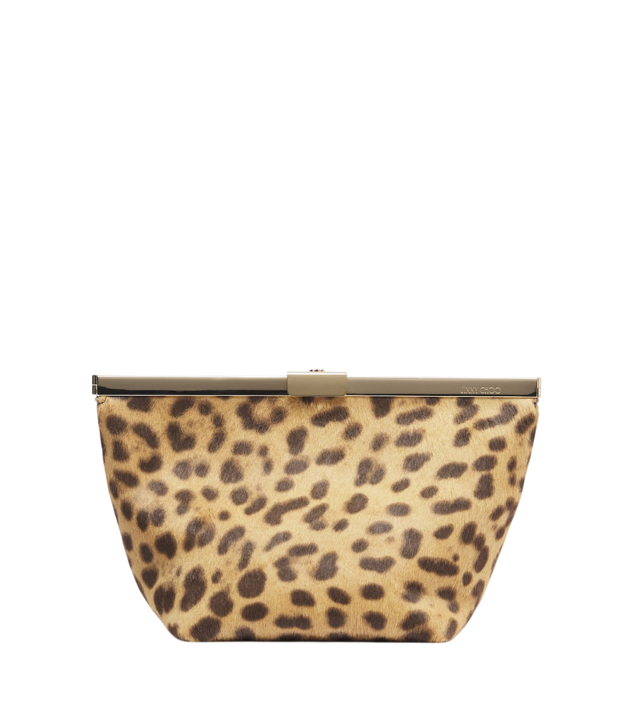 Pochette Jimmy Choo Ganache Mini en poils de veau à imprimé léopard