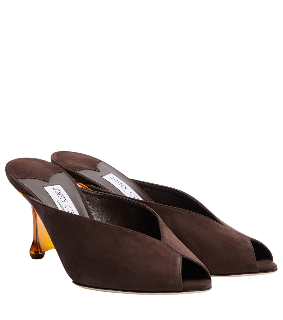 Jimmy Choo Glace suede peep-toe wedge mules