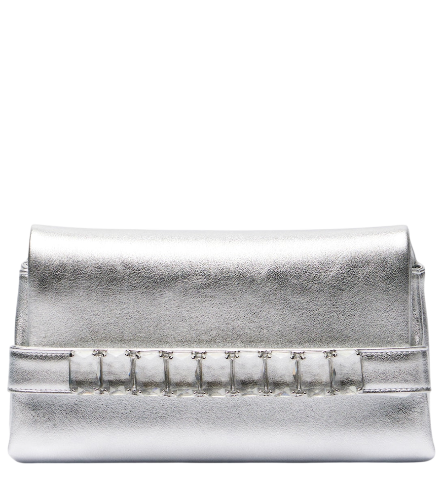 Cartera de mano Jimmy Choo Kya en piel metalizada